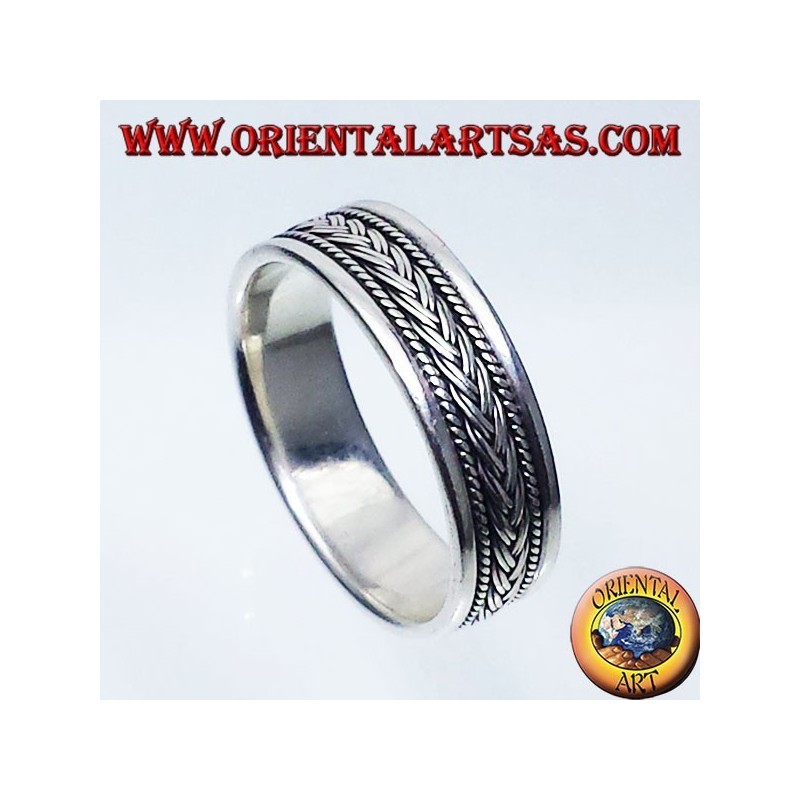 record Bague en argent, tresse sculpté