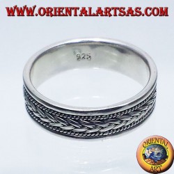 registro de anillo de plata, trenza tallada
