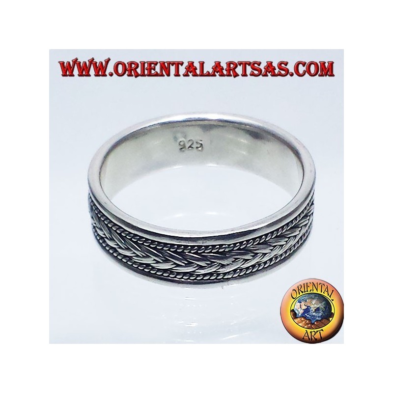 record Bague en argent, tresse sculpté