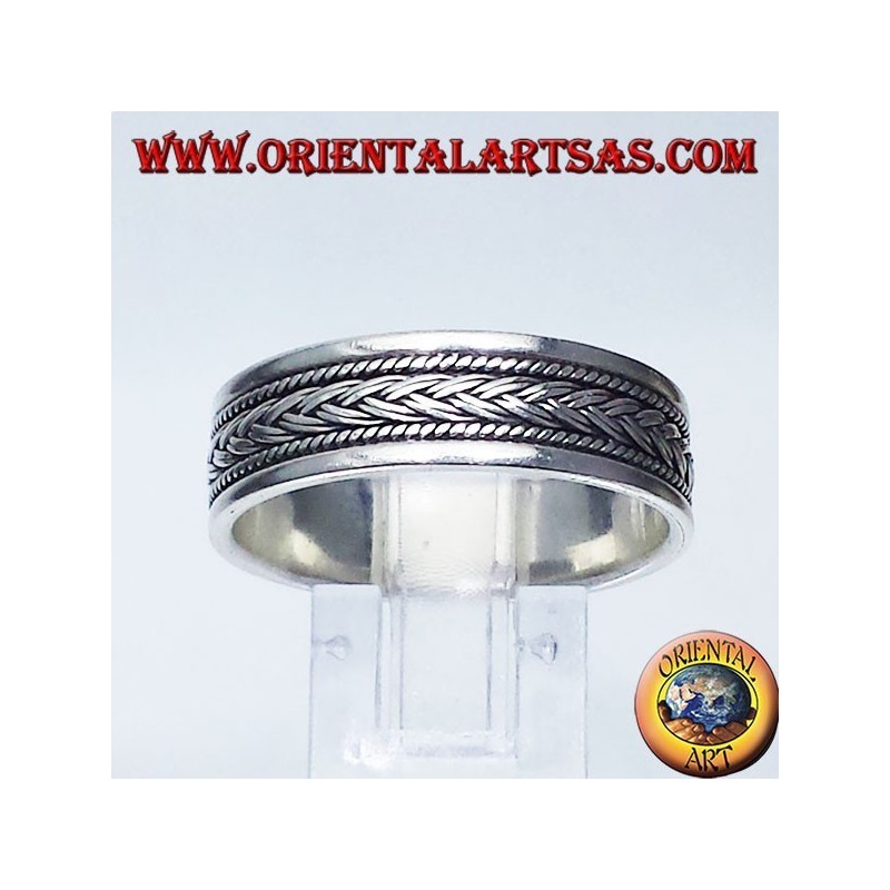 record Bague en argent, tresse sculpté