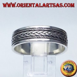 registro de anillo de plata, trenza tallada