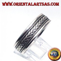 Silber Ring Rekord, geschnitzt Zopf