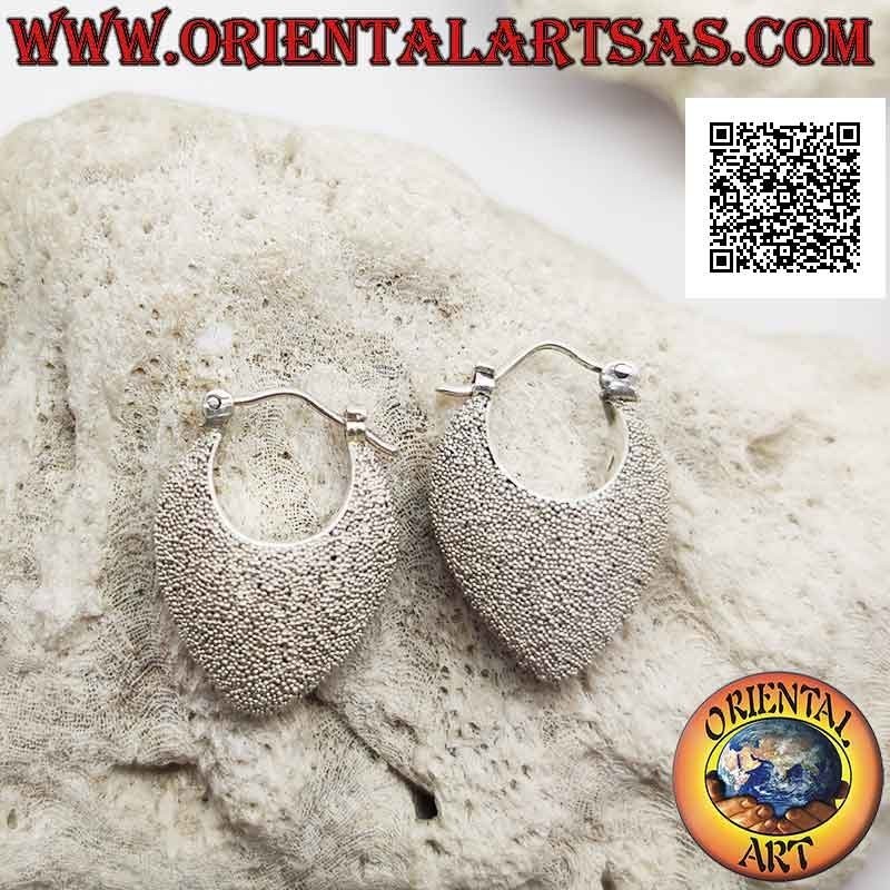 Boucles d'oreilles en croissant d'argent avec sac à main arrondi, fabriquées à la main avec des micro sphères