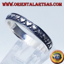 Silberring , Ehering mit Herzen geschnitzt