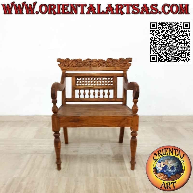 Sillón "King" con decoración de dragones nepaleses tallados en madera de teca