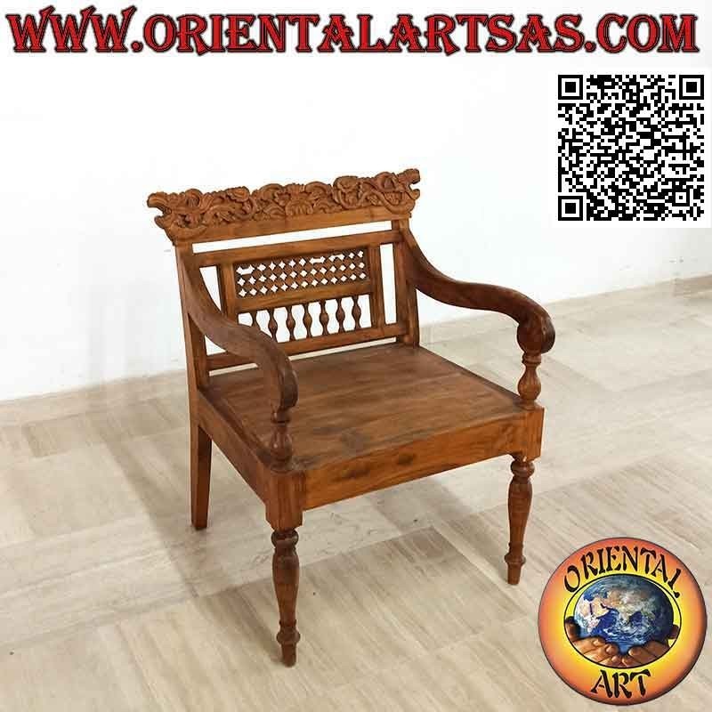 Sillón "King" con decoración de dragones nepaleses tallados en madera de teca
