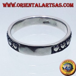 Silberring , Ehering mit Herzen geschnitzt