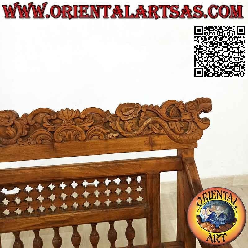 "King" armchair with decoration of Nepalese dragons carved in teak wood