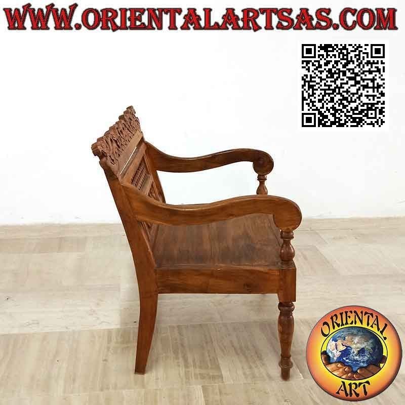 Poltrona "King" con decoro di draghi nepalesi intagliato in legno di teak