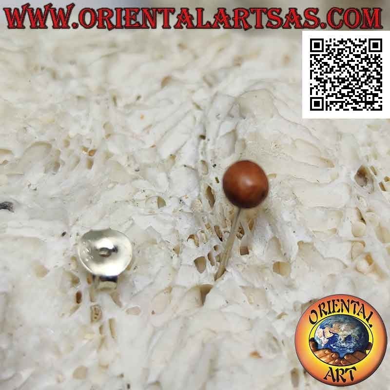 Mini pendiente de plata, la bola de madera