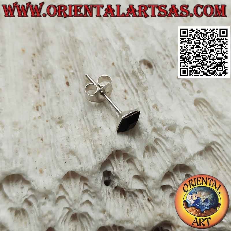 Mini-Ohrring / Nasenstecker in Silber, facettiertes Onyx-Quadrat