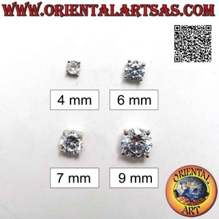 Mini boucle d'oreille en argent, point lumineux zircon blanc facetté serti haut (rond)
