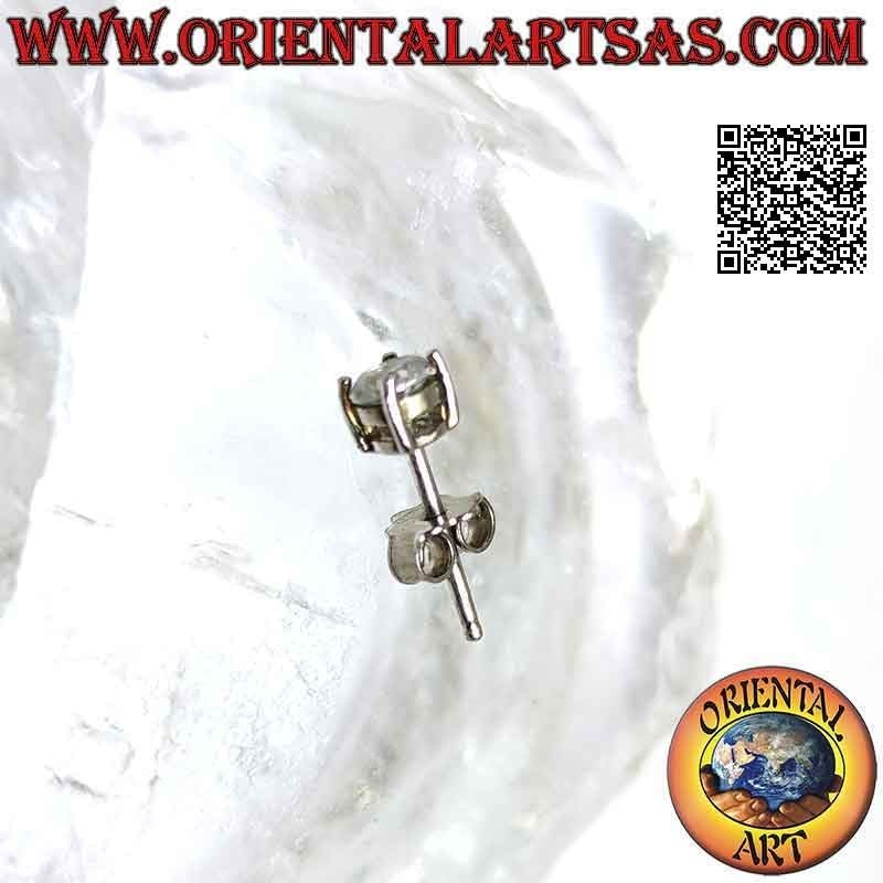 Mini-Ohrring in Silber, Lichtpunkt weiß facettierter Zirkon hoch gefasst (rund)