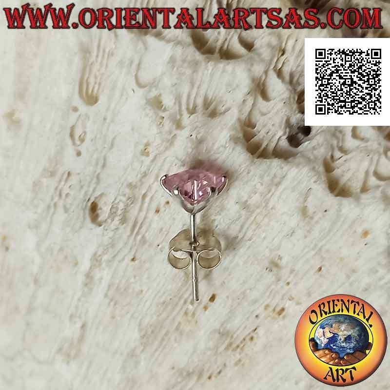 Pendiente mini en plata, conjunto de circonitas rosa facetadas de 6 mm (estrella)