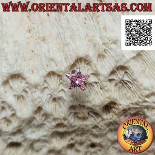 Mini-Ohrring in Silber, 6 mm facettierter rosa Zirkon (Stern)