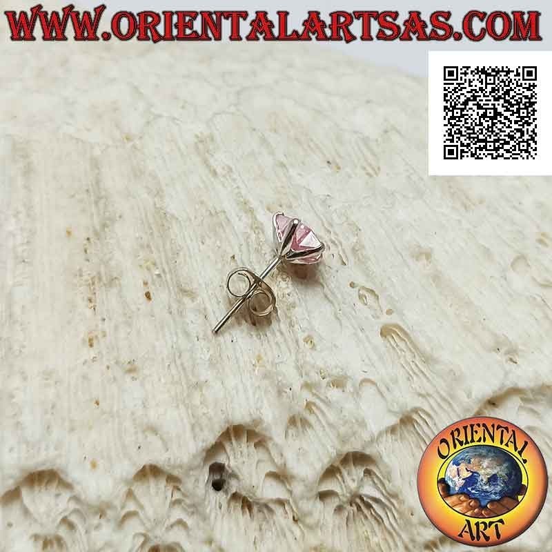 Pendiente mini en plata, conjunto de circonitas rosa facetadas de 6 mm (estrella)