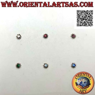 Mini Ohrring / Nasenstecker in Silber, runder Zirkon umrandet von Spitze (2 mm)