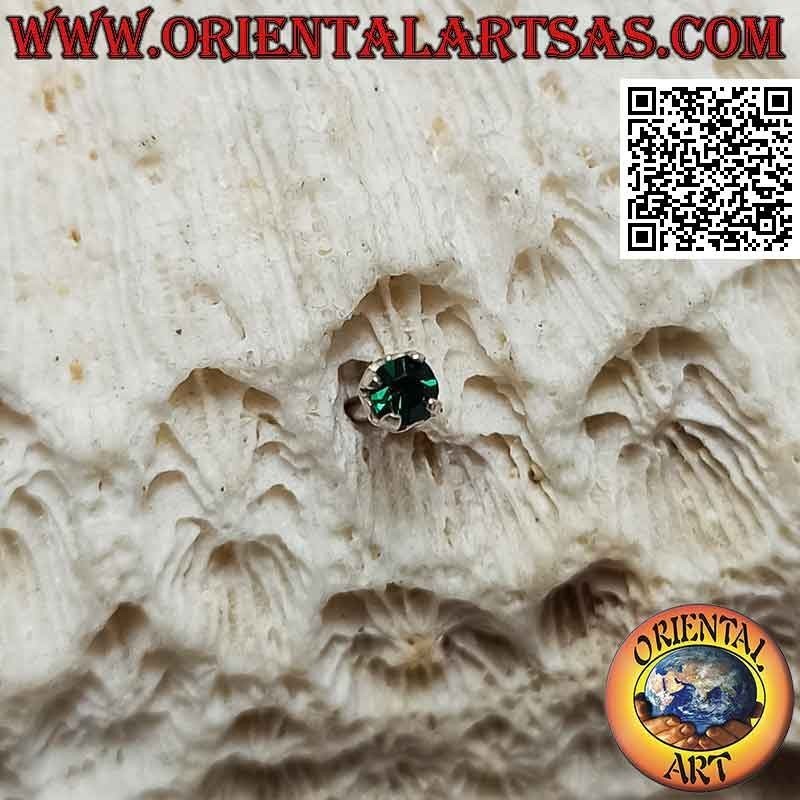 Mini orecchino / puntino da naso in argento, zircone tondo a incastonatura spessa (3 mm)
