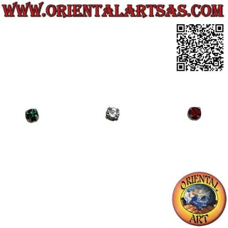 Mini orecchino / puntino da naso in argento, zircone tondo a incastonatura spessa (3 mm)