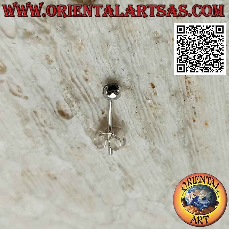 Mini pendiente / espárrago en plata, circonita redonda de engaste grueso (3 mm)