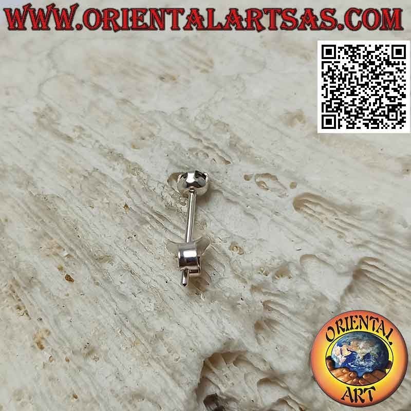 Mini earring / nose stud in silver, thick set round zircon (3 mm)