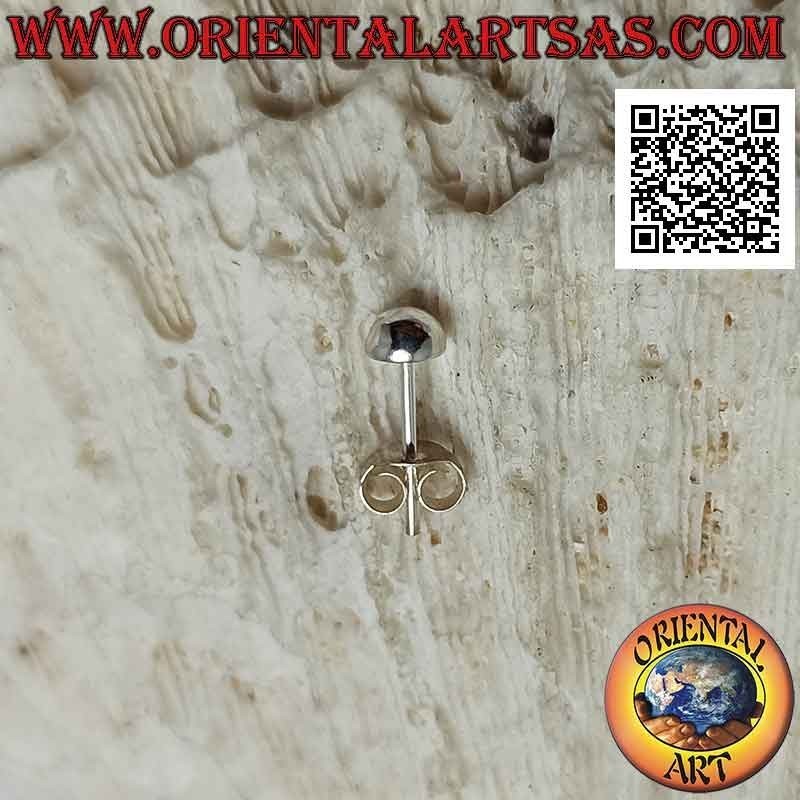 Mini pendiente en plata, el hemisferio plano liso en la parte posterior (4 mm)