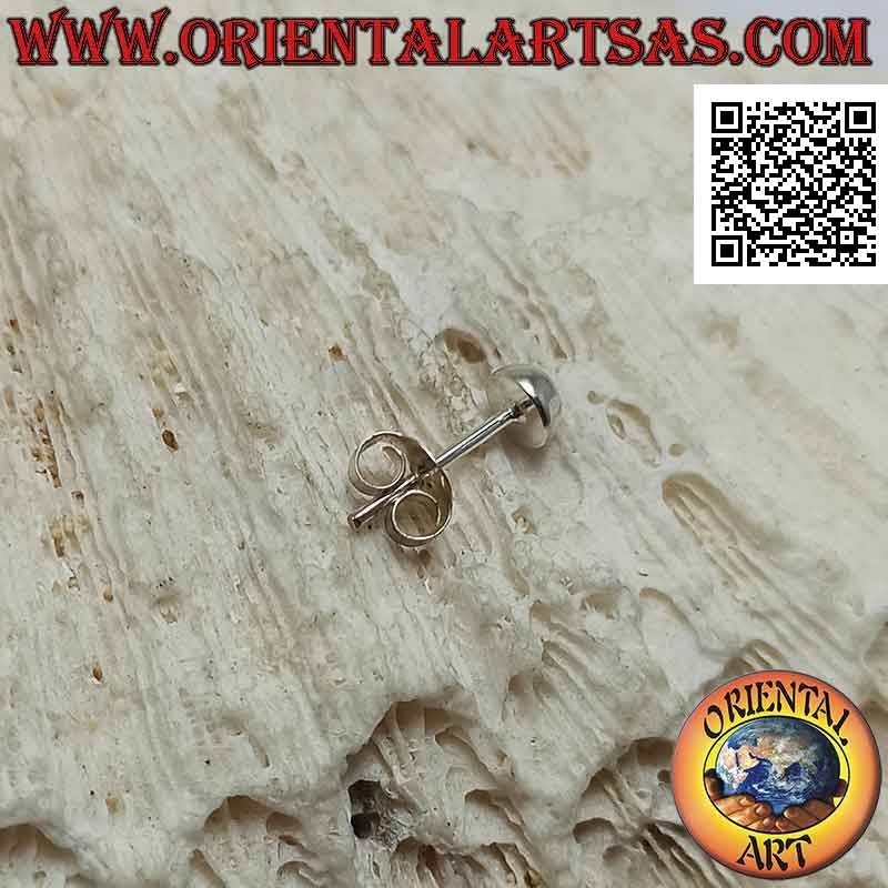 Mini pendiente en plata, el hemisferio plano liso en la parte posterior (4 mm)