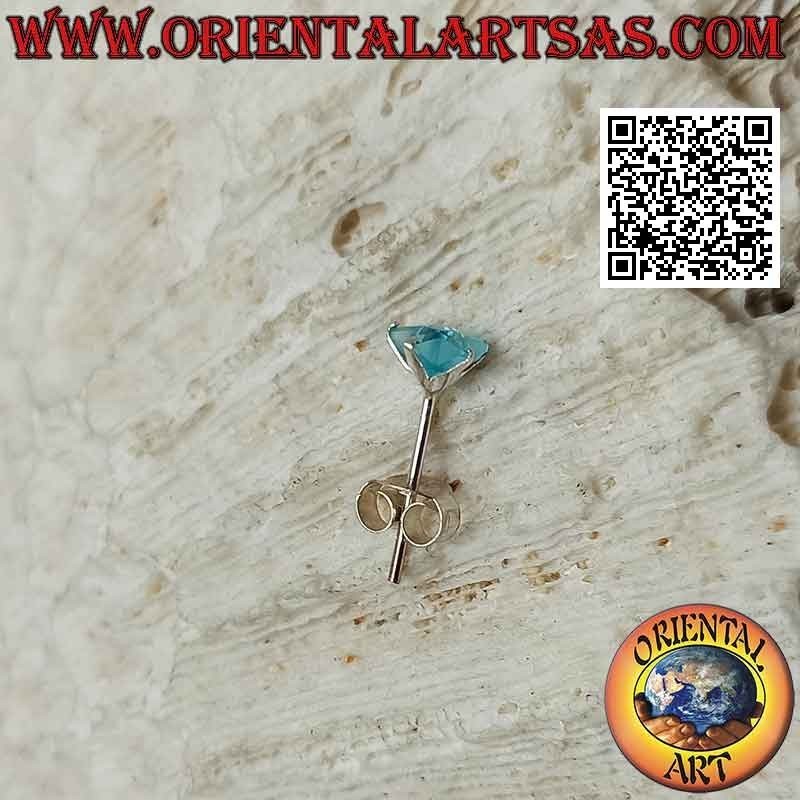 Mini earring in silver, 5 mm faceted light blue zircon (star)