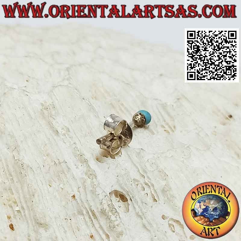 Mini boucle d'oreille en argent, la boule turquoise