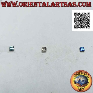 Mini-Ohrring / Nasenstecker in Silber, quadratisch mit facettiertem farbigem Zirkon (2 mm)