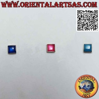 Mini-Ohrring / Nasenstecker in Silber, Achat-Quadrat (4 mm)