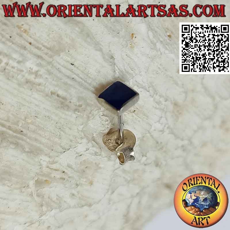 Mini earring / nose stud in silver, agate square (4 mm)