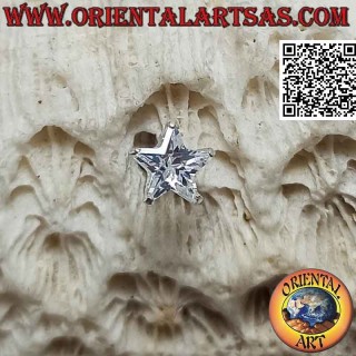 Mini-Ohrring in Silber, weißer facettierter Zirkon (Stern) von 5 mm