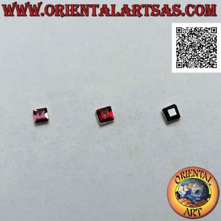 Mini-Ohrring / Nasenstecker in Silber, quadratisch mit facettiertem farbigem Zirkon (2 mm) (b)