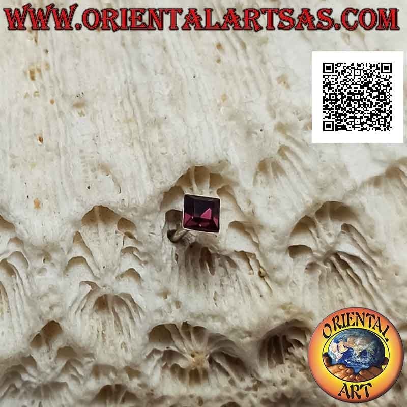 Mini pendiente / tachuela de nariz en plata, cuadrado con circonita de color facetada (3 mm)