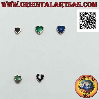 Mini orecchino / puntino da naso in argento, cuore con pietra a filo bordo (4 mm)