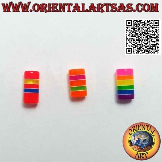 Mini silver earring, the multicolored striped cylinder
