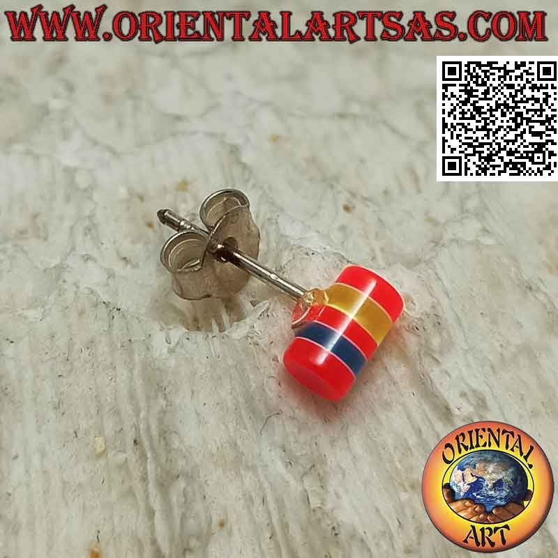 Mini Silberohrring, der bunt gestreifte Zylinder