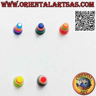 Mini pendiente en plata, el cono biselado con rayas multicolores