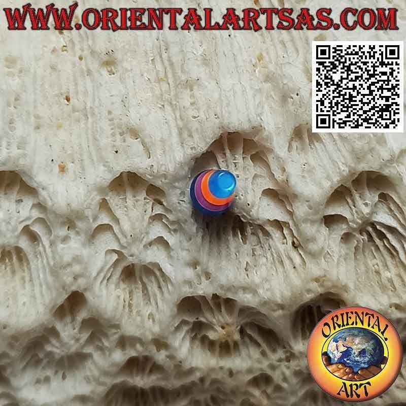 Mini orecchino in argento, il cono smussato a strisce multicolore