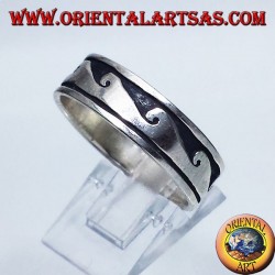 silver ring with wave record low relief