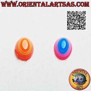 Mini pendiente en plata, el cono ovalado biselado con rayas multicolores