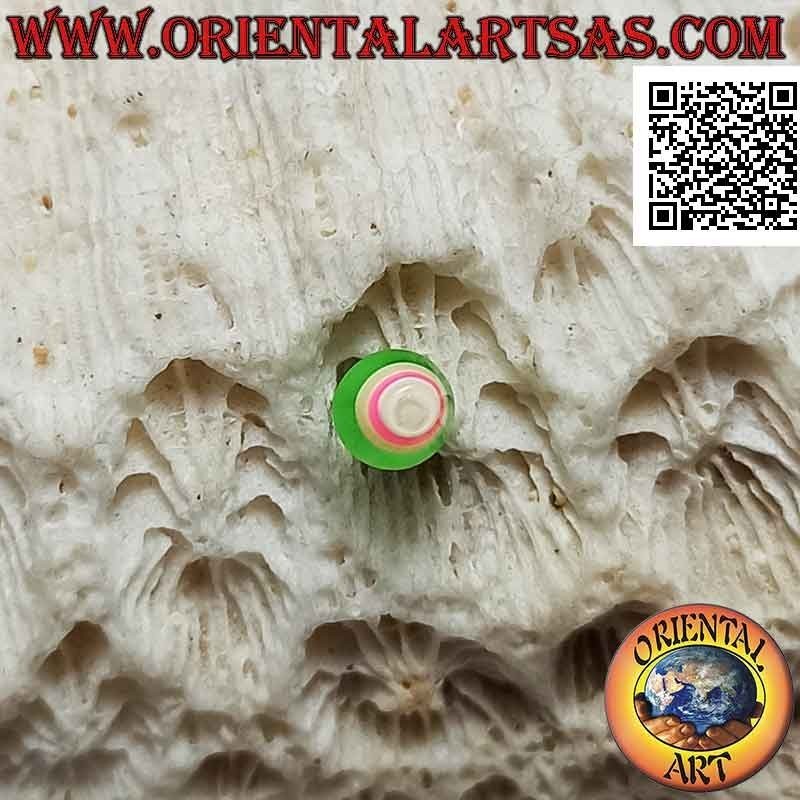 Mini orecchino in argento, la sezione conica a strisce multicolore