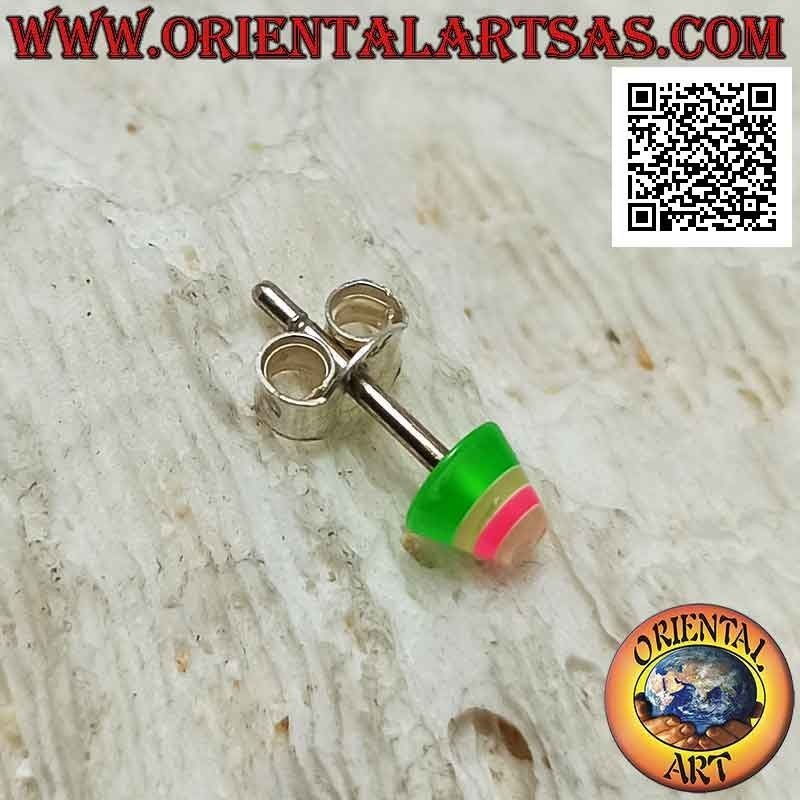 Mini pendiente en plata, la sección cónica con rayas multicolores