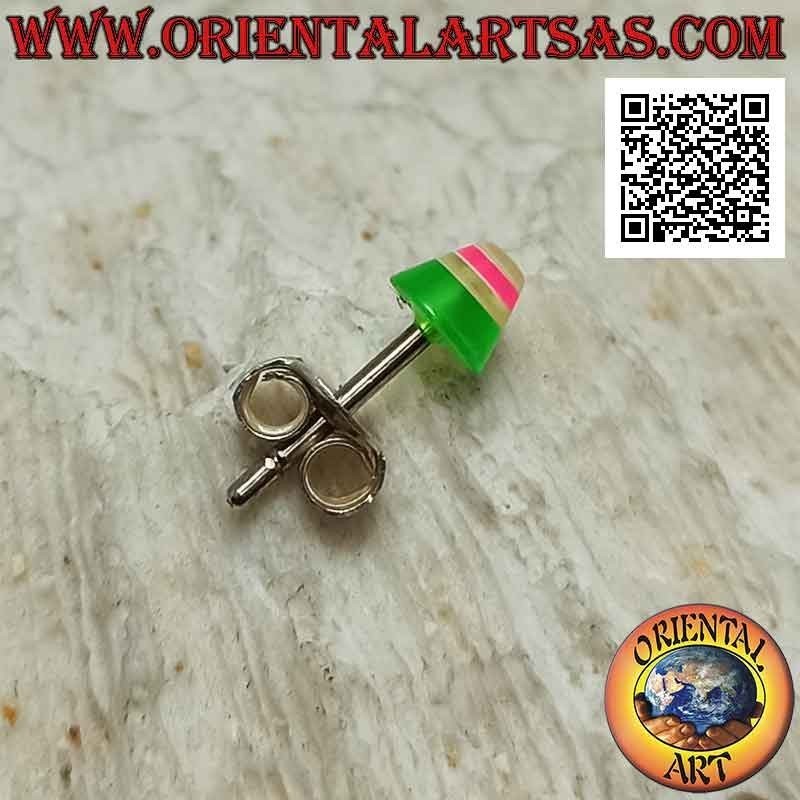 Mini pendiente en plata, la sección cónica con rayas multicolores