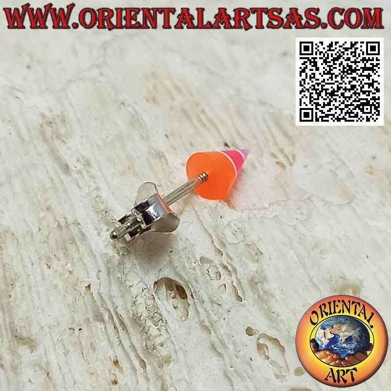 Mini orecchino in argento, il cono a strisce multicolore