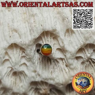 Mini orecchino in argento, il cerchio con strisce multicolore