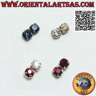 Silberner Mini-Ohrring, Paar 3 mm farbige Zirkone Set
