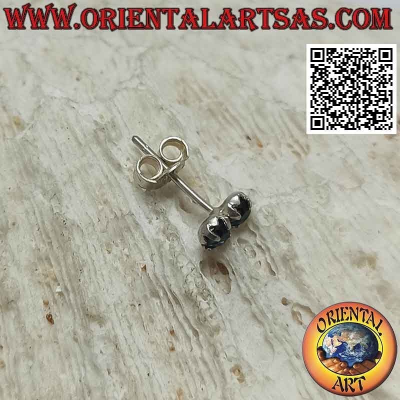 Silberner Mini-Ohrring, Paar 3 mm farbige Zirkone Set