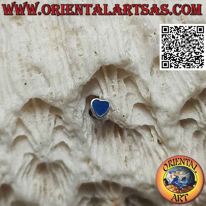 Mini boucle d'oreille / clou de nez en argent, coeur avec bord ras de pierre (2 mm)
